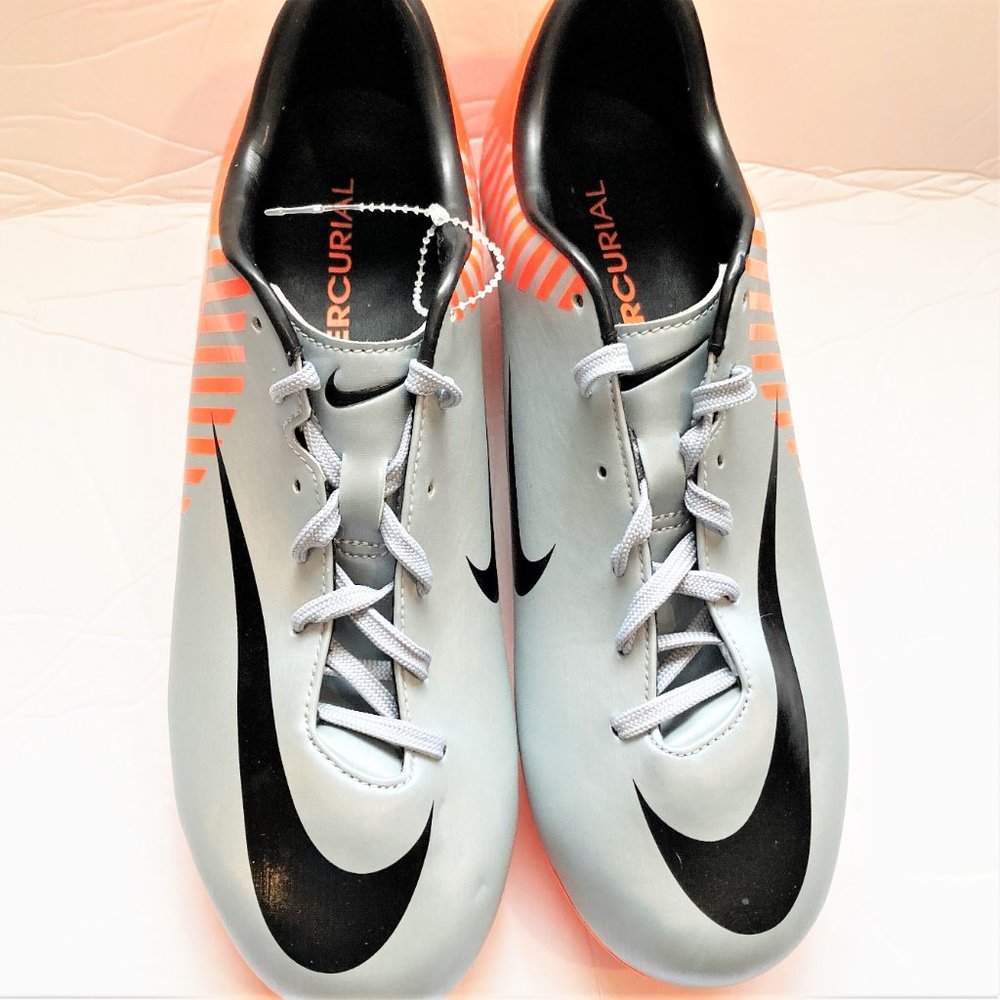 New Men Nike Soccer Shoes Mercurial Vaper Silver Orange Retro Rare Free Shipping